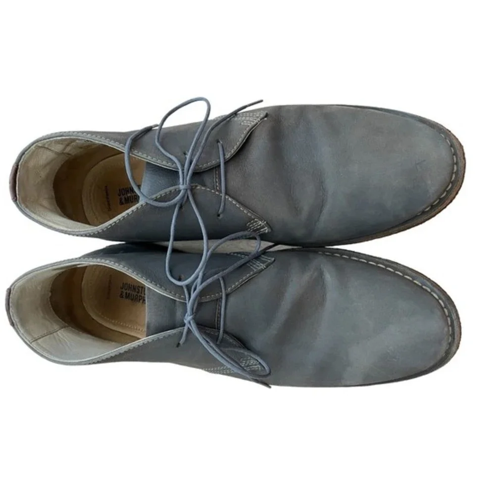 JOHNSTON MURPHY DONNELSON PLAIN‎ TOE CHUKKA 11.5 GRAY NUBUCK BOOTS 25-3497